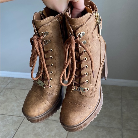 Brown Lace-Up Ankle Boots - Picture 1 of 10